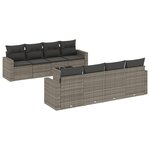 vidaXL Salon de jardin 9 Pièces avec coussins gris résine tressée
