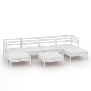 vidaXL Salon de jardin 7 Pièces Blanc Bois de pin massif