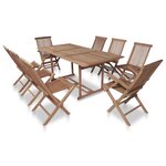 vidaXL Meuble à dîner de jardin 9 Pièces et chaises pliables Teck solide