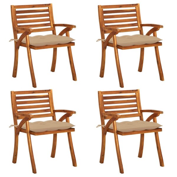 vidaXL Chaises de jardin avec coussins lot de 4 Bois de teck solide