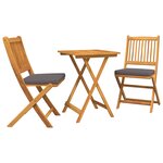 Ensemble bistro de jardin 3 pièces en bois massif d'acacia vidaXL