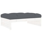 vidaXL Salon de jardin 4 Pièces avec coussins blanc bois massif