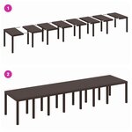 Ensemble de salle à manger de jardin de 17 pièces avec coussins marron poly rattan