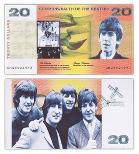 Billet de Collection 20 Dollars - Commonwealth of Beatles - Neuf