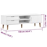 vidaXL Meuble TV MOLDE Blanc 158x40x49 cm Bois de pin massif