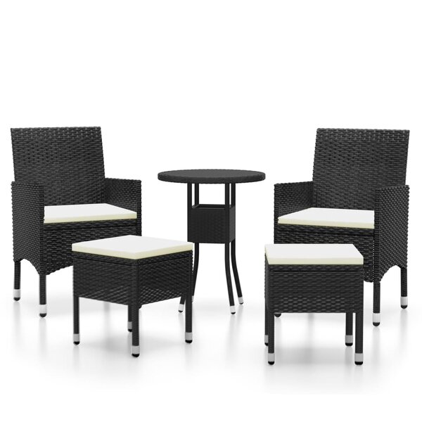 vidaXL Salon de jardin 5 Pièces Résine tressée Noir