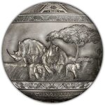 Pièce de monnaie en Argent 1000 Francs g 1000 (1 Kg) Millésime 2022 Big Five Spherical BIG FIVE MIGHTY RHINOCEROS