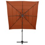 vidaXL Parasol à 4 niveaux avec mât en aluminium Terre cuite 250x250cm