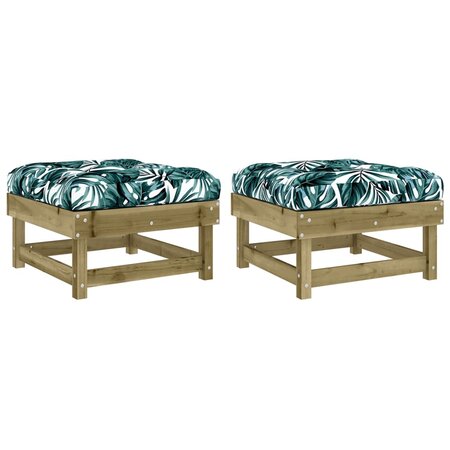 vidaXL Repose-pieds de jardin et coussins lot de 2 bois pin imprégné