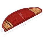 vidaXL Tapis d'escalier autocollants 15 Pièces Rouge 65x21x4 cm