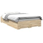 vidaXL Cadre de lit avec tiroirs chêne sonoma 120x190 cm en bois d'ingénierie