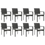 vidaXL Mobilier à dîner de jardin 9Pièces et coussins noir résine tressée