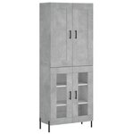vidaXL Buffet haut Gris béton 69 5x34x180 cm Bois d'ingénierie