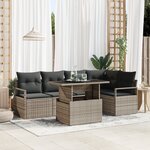 vidaXL Ensemble de Canapé de Jardin de 6 Pièces avec Coussins Gris Rattan Poly