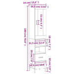 vidaXL Buffet haut Gris béton 34 5x34x180 cm Bois d'ingénierie