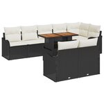 Ensemble complet de 9 pièces avec coussins rattan poly noir