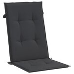 vidaXL Coussins de chaise de jardin à dossier haut lot de 6 noir tissu