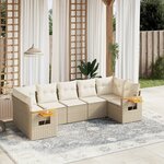 vidaXL Salon de jardin avec coussins 7 Pièces beige résine tressée