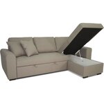 Canapé d'angle convertible réversible 4 places - Tissu beige - 244 x 151 x 90 - HAMILTON