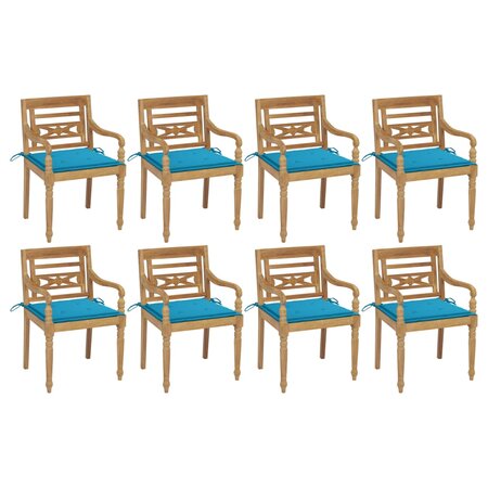 vidaXL Chaises Batavia avec coussins 8 Pièces Bois de teck solide