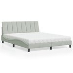 vidaXL Lit avec matelas gris clair 160x200 cm velours