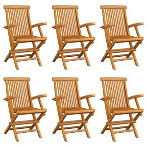 vidaXL Chaises pliables de jardin lot de 6 Bois de teck solide