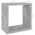 vidaXL Étagères cube murales 6 Pièces Gris béton 26x15x26 cm