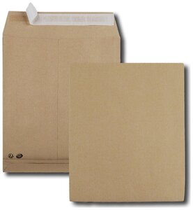 Lot de 50 Pochettes à soufflets, 260 x 330 mm, kraft brun sans fenêtre
