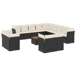 vidaXL Salon de jardin avec coussins 14 Pièces noir résine tressée