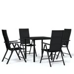 vidaXL Ensemble à manger de jardin 5 Pièces Noir