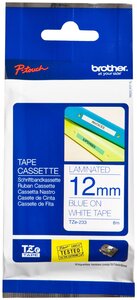 K7 ruban tze-233 largeur: 12 mm x8 m bleu sur blanc brother