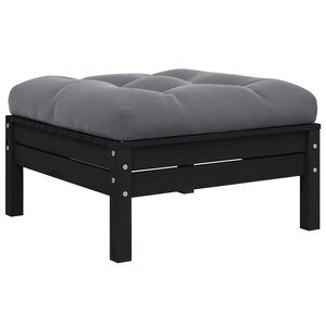 vidaXL Repose-pied de jardin avec coussin anthracite Bois de pin Noir