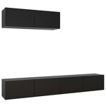 vidaXL Meubles TV 3 Pièces Noir Bois d'ingénierie