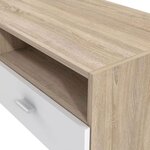 Meuble TV Blanc mat et chêne - 95 x 36 x 34 5 cm