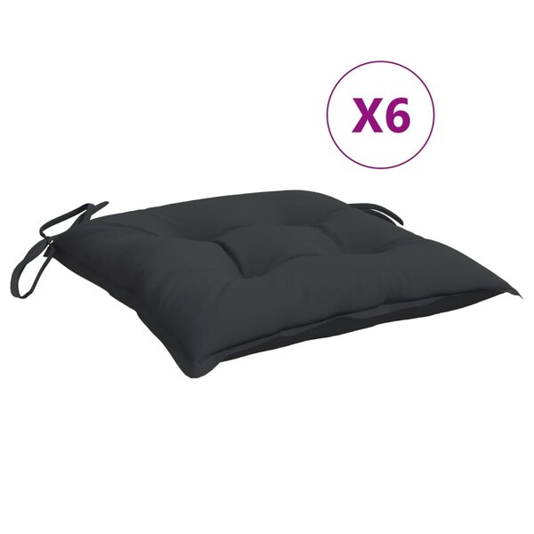 vidaXL Coussins de chaise lot de 6 noir 40x40x7 cm tissu oxford