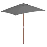 vidaXL Parasol avec mât en bois 150 x 200 cm Anthracite