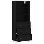 vidaXL Buffet haut Noir 69 5x34x180 cm Bois d'ingénierie