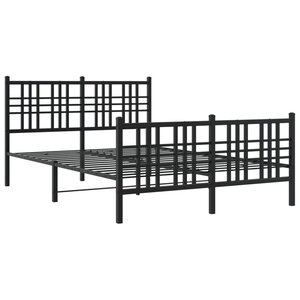 vidaXL Cadre de lit métal avec tête de lit/pied de lit noir 140x190 cm