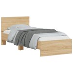 vidaXL Cadre de lit tête de lit et lumières LED chêne sonoma 90x190 cm