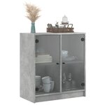 vidaXL Armoire latérale avec portes en verre gris béton 68x37x75 5 cm