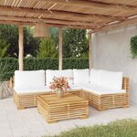 vidaXL Salon de jardin 5 Pièces avec coussins Bois de teck solide