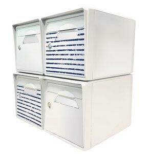 Pack de 4 boîtes aux lettres 1 porte - 2x "Bord de mer" - 2x "Blanc ivoire"
