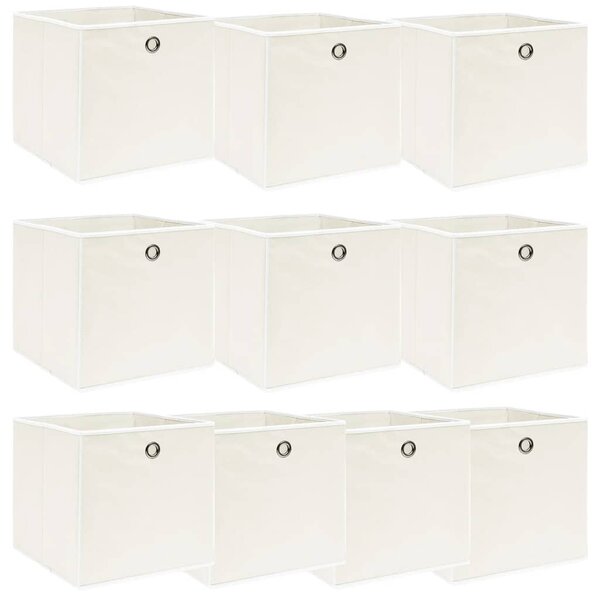 vidaXL Boîtes de rangement 10 Pièces Blanc 32x32x32 cm Tissu