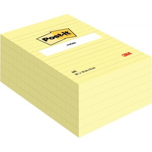 Lot de 6 blocs repositionnables 100 feuilles Post-it ligné jaune 102 x 152 mm