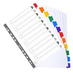 Intercalaires carte blanche 160g avec onglets couleurs renforcés - 12 positions A4 Blanc EXACOMPTA