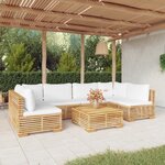 vidaXL Salon de jardin 7 Pièces avec coussins Bois de teck solide