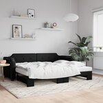 vidaXL Lit de jour avec lit gigogne noir 90x190 cm tissu