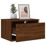 vidaXL Tables de chevet murales avec lumières LED 2 Pièces chêne marron