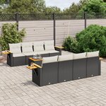 vidaXL Salon de jardin 9 Pièces avec coussins noir résine tressée