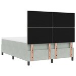 lit box spring vidaXL avec matelas et lumière LED gris clair 140x190 cm velours